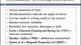 Misrepresentation Lecture 1 of 4 [upl. by Domella]